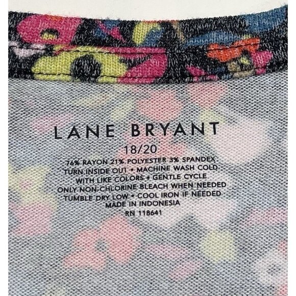 LANE BRYANT Womens Plus 18/20 Neon Floral Gathered Waist Lightweight SWEATER EUC - Picture 6 of 6